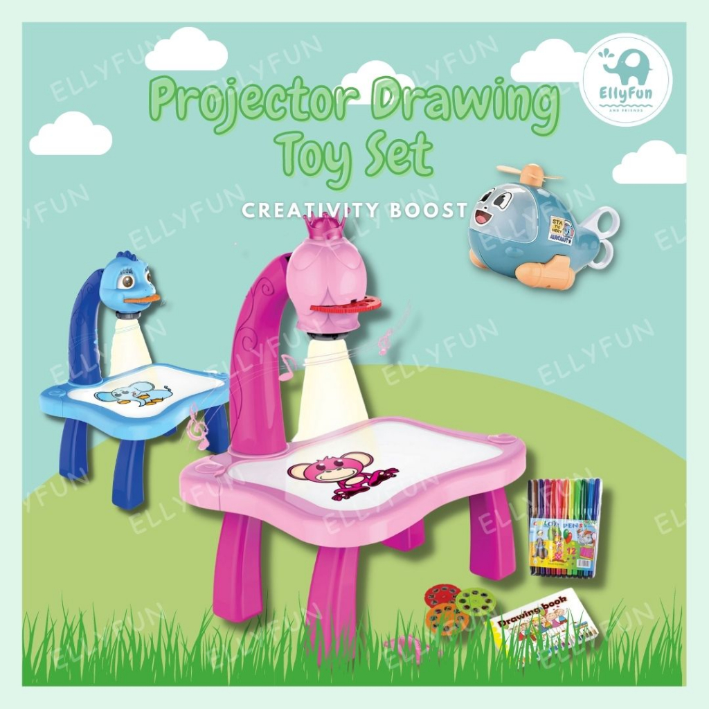Ellyfun drawing projector table for kids trace and draw projector toy w