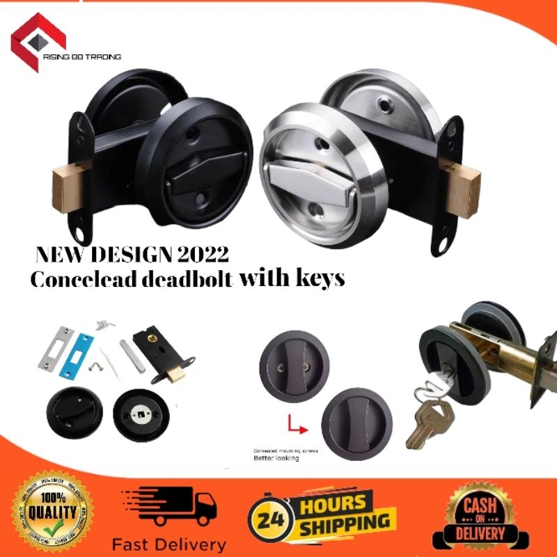2022 Modern design Sus304 Deadbolt Lock W/ KEYS, Concelead deadbolt