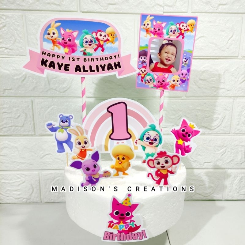 Hogi & Friends Pinkfong Party Cake Topper/Banner, Backdrop Set ...