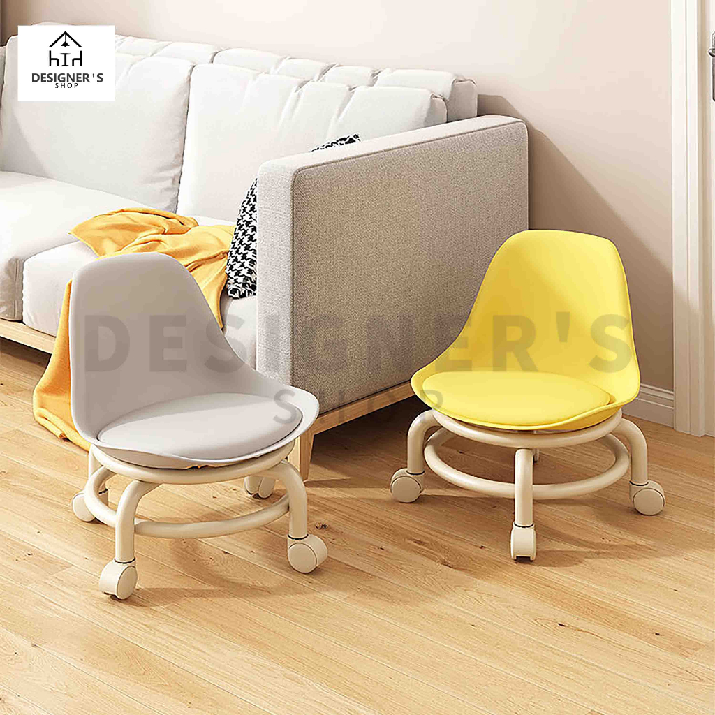 low round rolling stool, seat short stool with backrest sofa foot rest ...