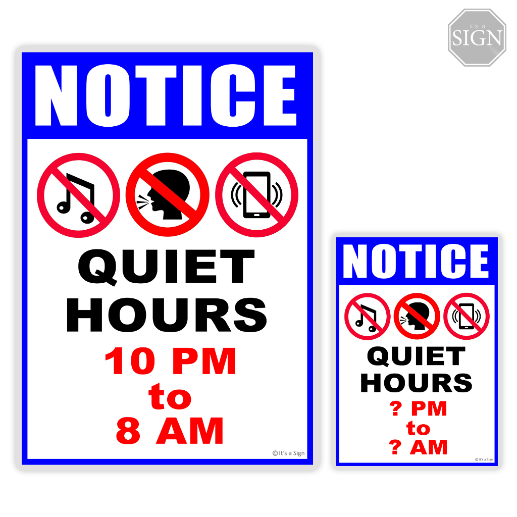 quiet-hours-10pm-8am-sign-laminated-signage-a4-size-shopee-malaysia