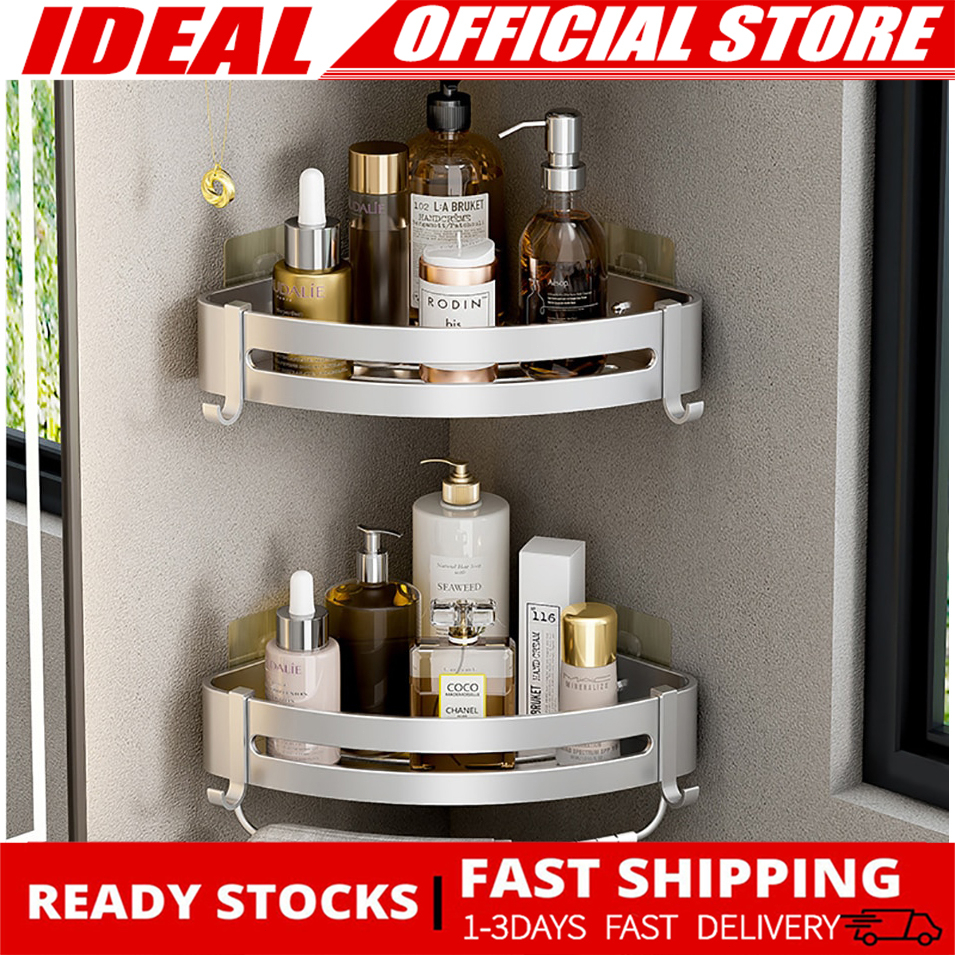 Corner Shower Caddy Wall Mounted Bathroom Shelf with Adhesive Storage