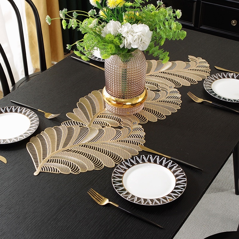 Yo-Fun 4 Seaters Table Runner with Placemat Pvc Hollow out Heat ...