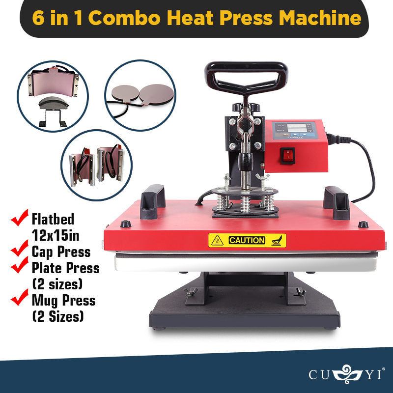 CUYI 6-in-1 Multi-Functional Combo Heat Press Machine | Shopee Malaysia