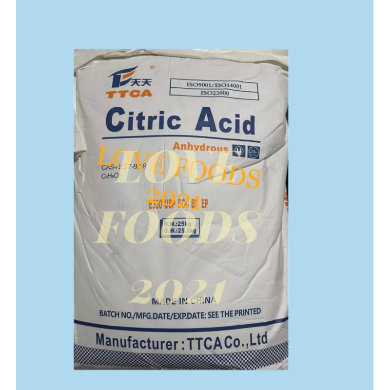 CITRIC ACID TTCA 25kgs/bag (Food Grade | Anhydrous USP) | Shopee Malaysia