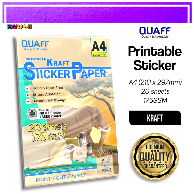 Kraft Sticker Paper A4 20 Sheets Shopee Malaysia