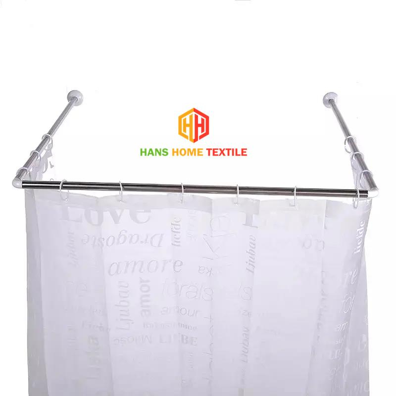 HANS Curved Corner Shower Curtain Rod U Shaped Suction Cups Bathroom Curtain Rail Pole D109