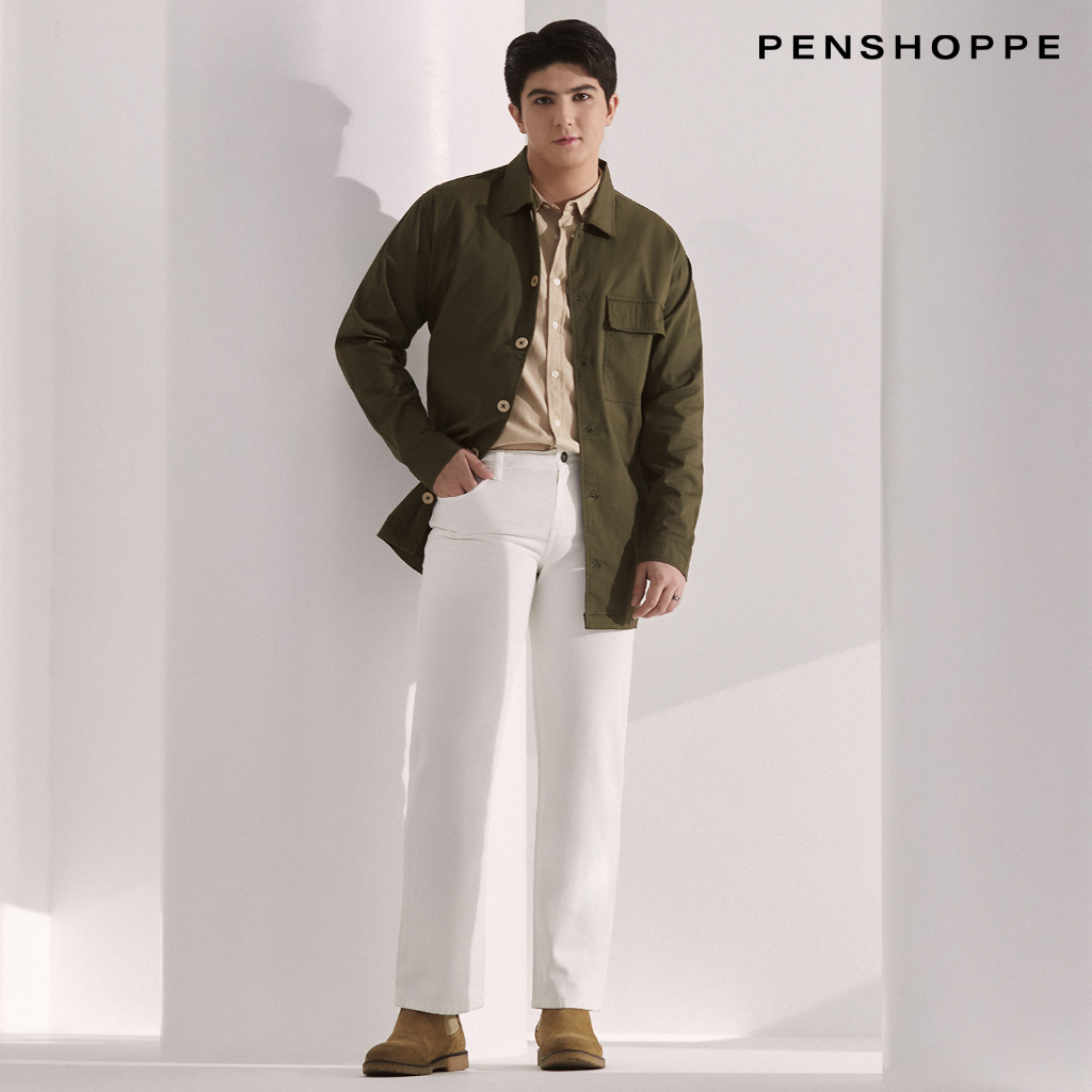 Penshoppe Men's Utilitarian Overshirt Olive | Shopee Malaysia