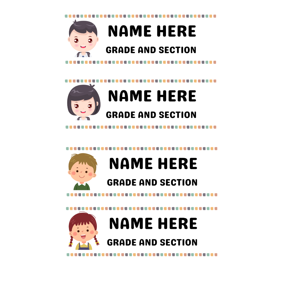 Costumize Name Label Sticker with FREE LAMINATED NAMETAG and SUBJECT ...
