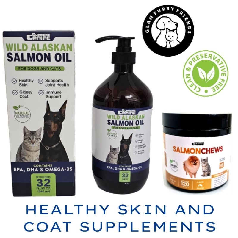 NEW PACKAGING SUPREME CANINE SALMON OIL /IITES CHEWS FOR CATS AND DOGS