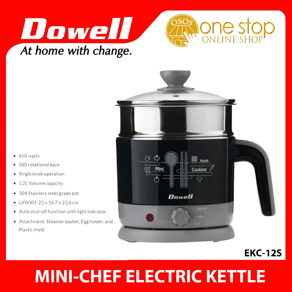DOWELL 1.2L Minichef Electric Kettle Multi Cooker Stainless Steel