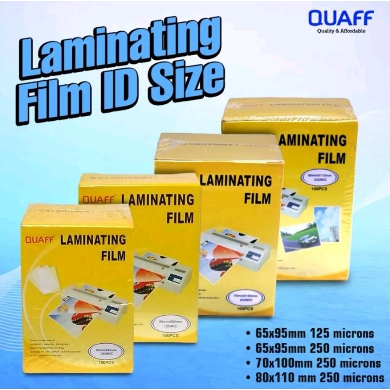 QUAFF Laminating Film ID Size 65x95mm 80x110 70x100 [125 Microns