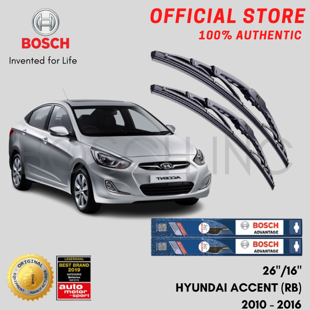 Bosch ADVANTAGE Wiper Blade Set for HYUNDAI ACCENT (RB) 2010 - 2016 ...