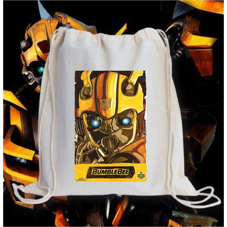 BUMBLE BEE DRAWSTRING BAG 2M/ GRAPHIC PRINTED CANVAS BAG / 13X15 INCHES ...
