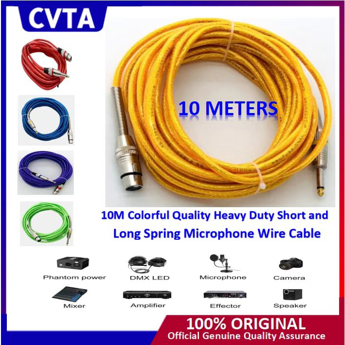 FTstar 10M Colorful Quality Heavy Duty Short and Long Spring Microphone ...