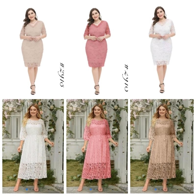 904 2913 Plus Size Lace Maxi Dress Can Fit To Xl Shopee Malaysia