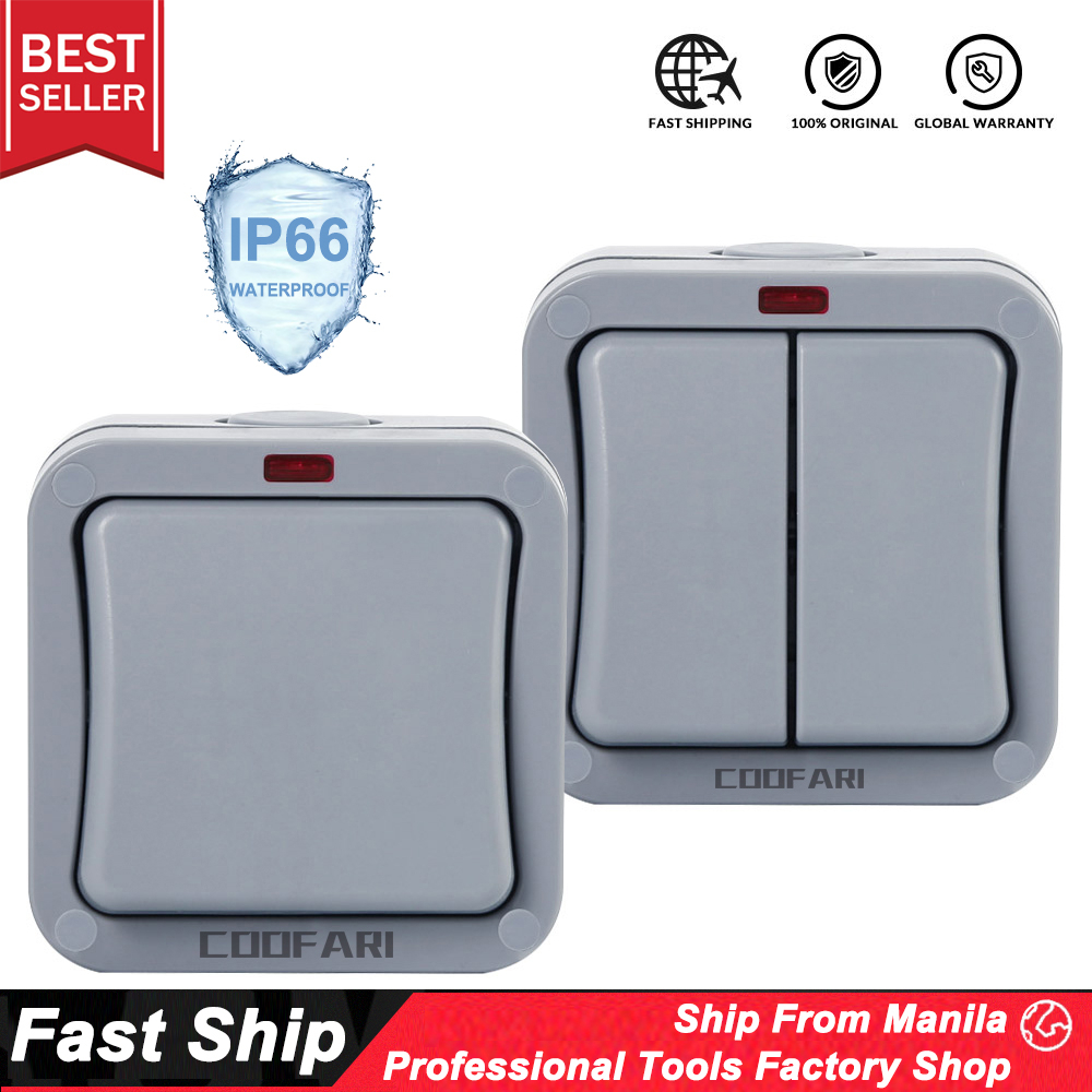 IP66 Wall Light Switches 1 2 Gang 2Way Outdoor Waterproof Dustproof