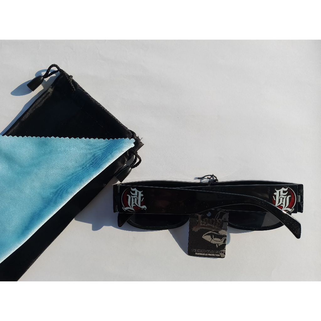 Occhiali Da Sole Locs LC12 Stile Cholo Gangster - Quadrati Avvolgenti Nero/grigio
