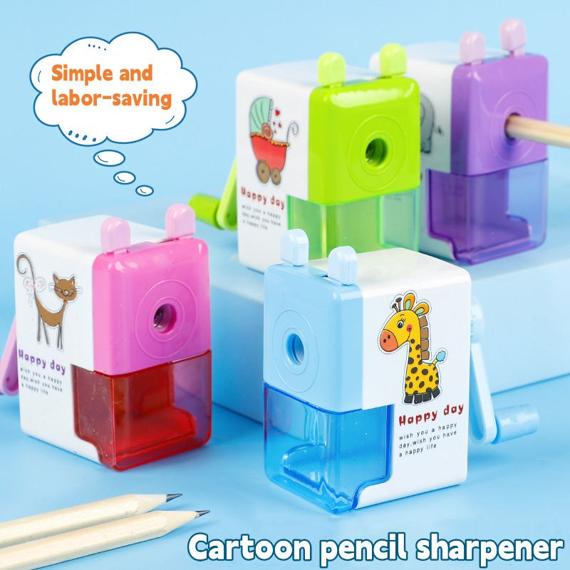 Cartoon hand-operated pencil sharpener saves effort and is not easy to ...