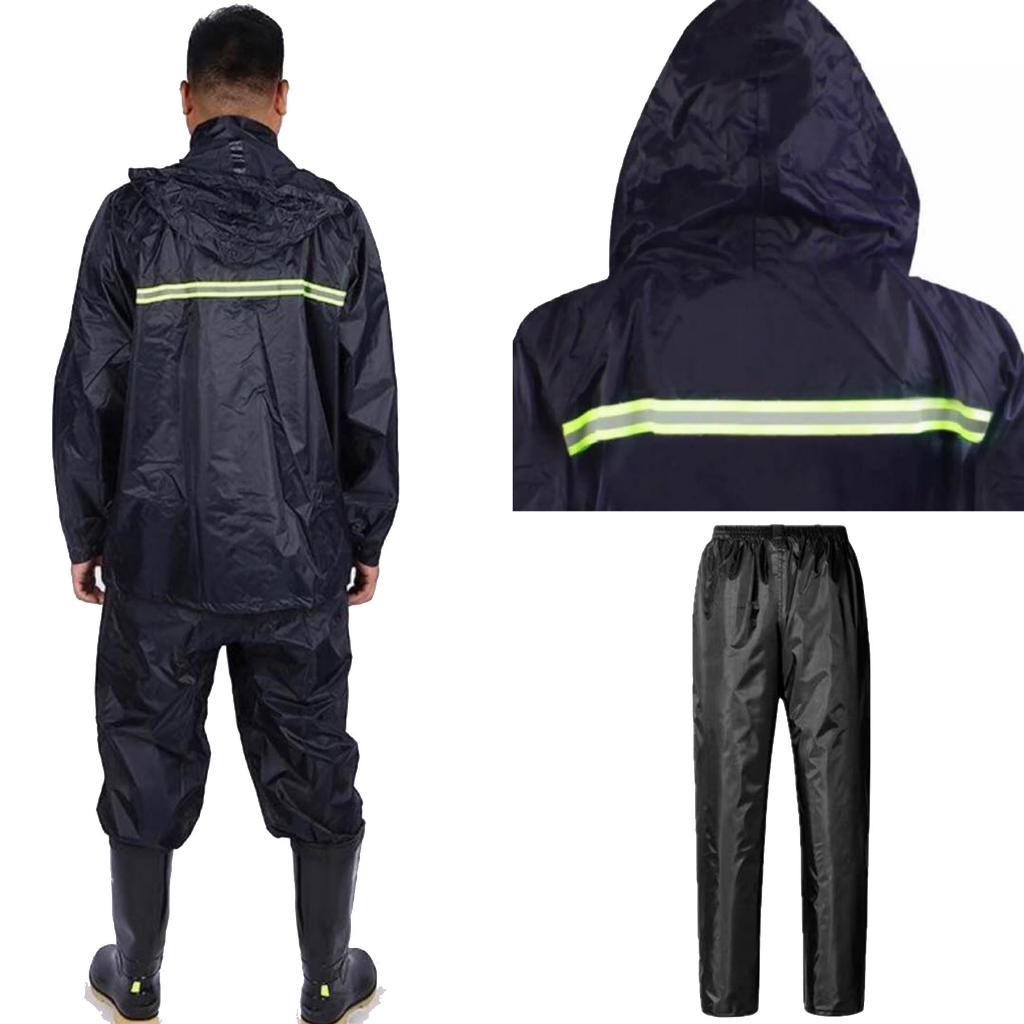 Eiderfinch Motorcycle Riding Rain Coat Suit Set (Black) Shopee Malaysia