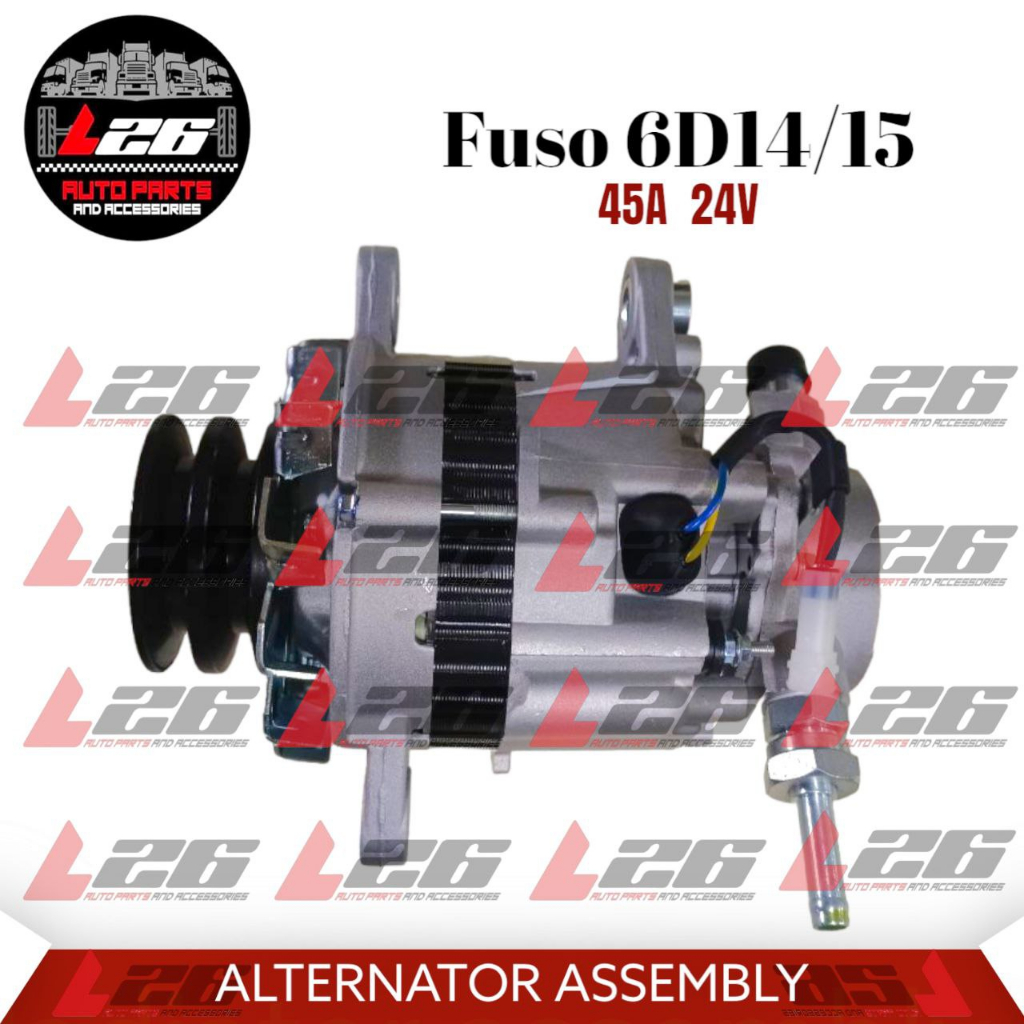 Fuso 6D14 6D15 Alternator Assembly 45A 24v Double Pulley w/ Vacuum ...