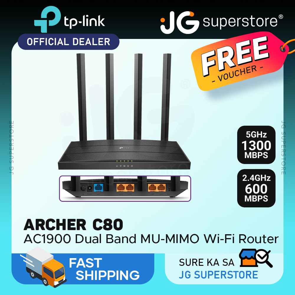 Tp Link Archer C80 Ac1900 Dual Band Gigabit Mu Mimo Wi Fi Router 1300mbps At 5ghz 600mbps At 2