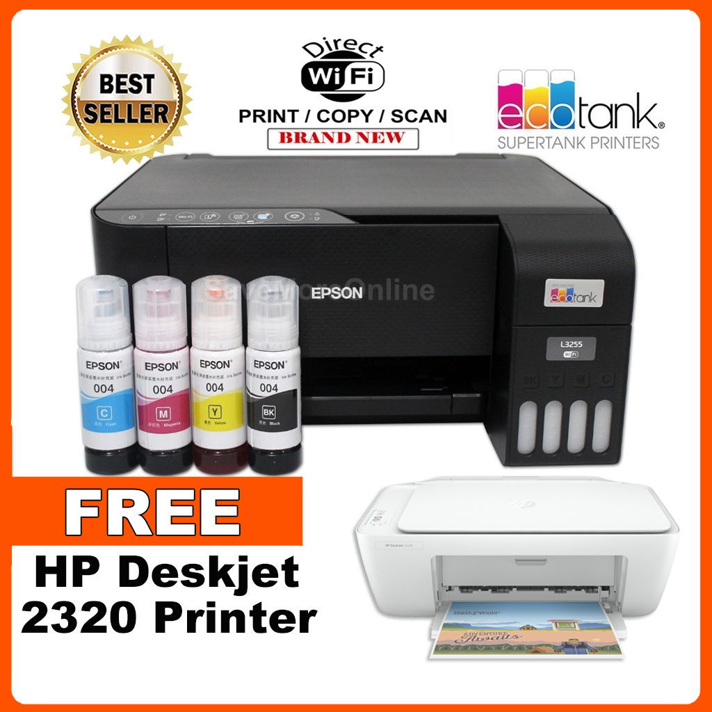 EPSON EcoTank L3255 Multifunction Printer Wireless with FREE HP Deskjet 2320 Shopee Malaysia