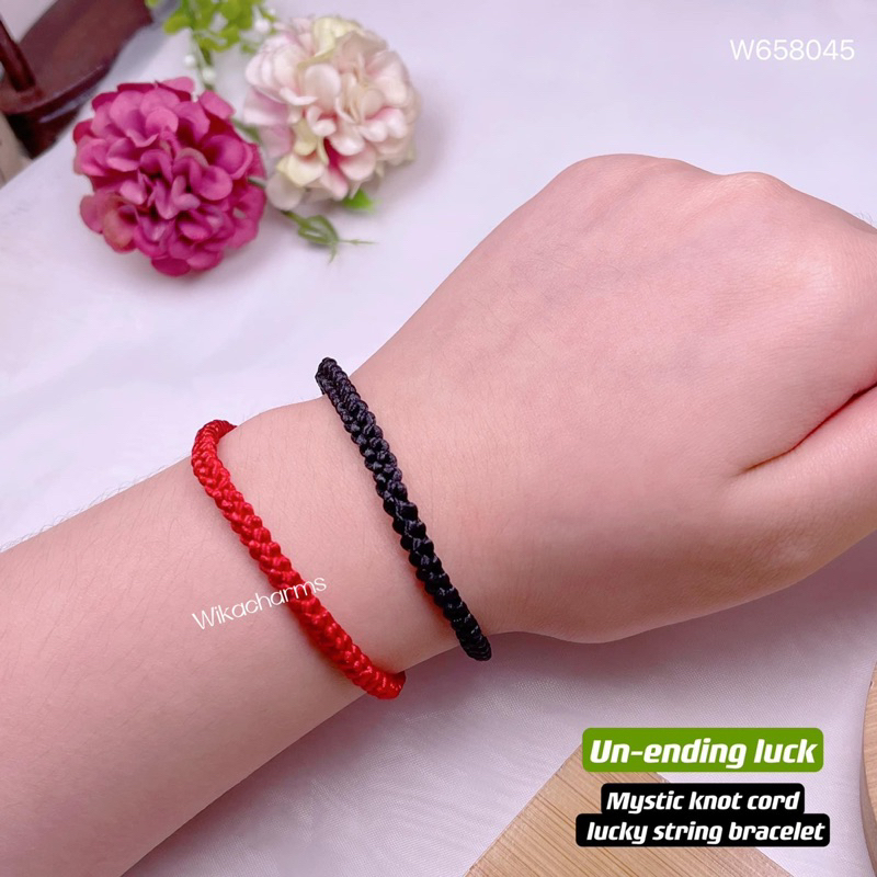 (wikacharms) lucky red string un-ending luck mystic knot cord bracelet ...