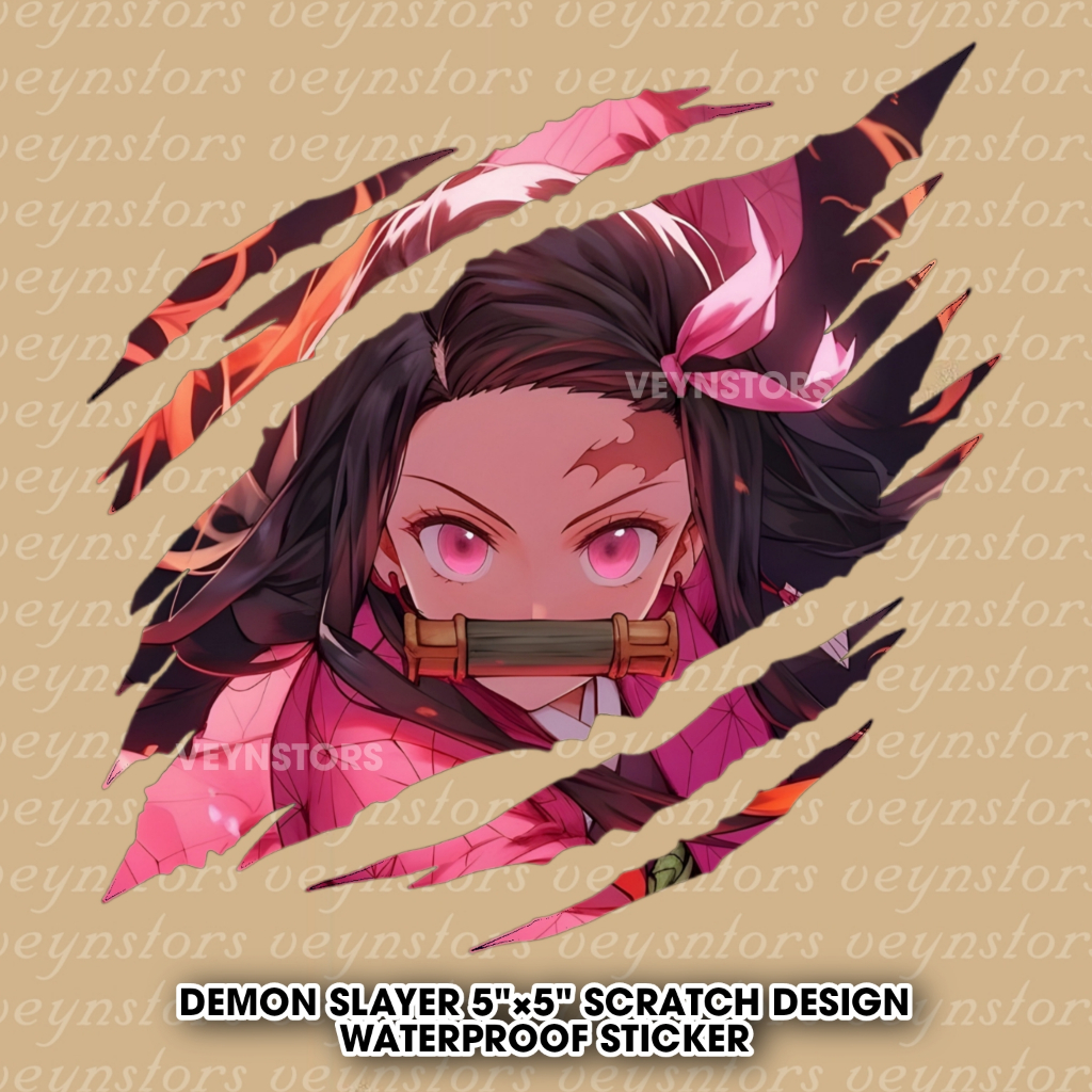 DEMON SLAYER NEZUKO KAMADO SCRATCH DESIGN WATERPROOF STICKER | Shopee ...