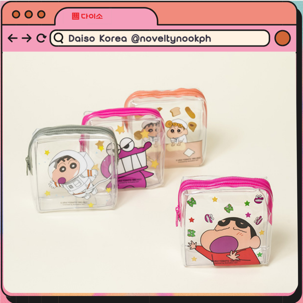 Daiso Korea Crayon Shin Chan PVC Clear Pouch Small Coin Purse | Shopee ...