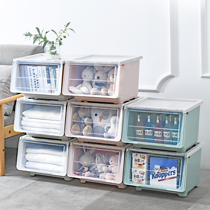 43*33*21cm Flip Top Storage Box Stackable Storage Box Organizer Plastic
