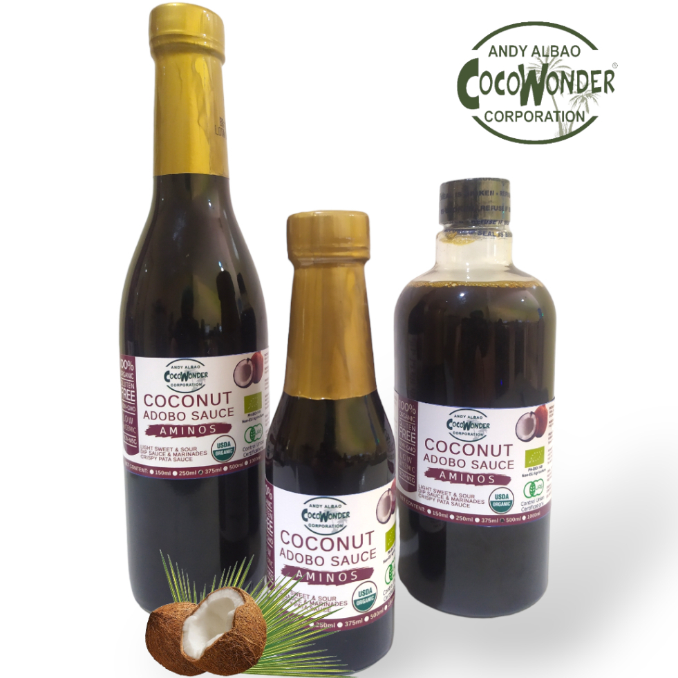 COCONUT AMINOS ADOBO SAUCE 150ML NonSoy, Savory, Salty, Light Sweet