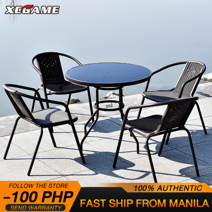 5Pc Outdoor Modern Table and Chairs Patio Garden Rattan Chair Outdoor