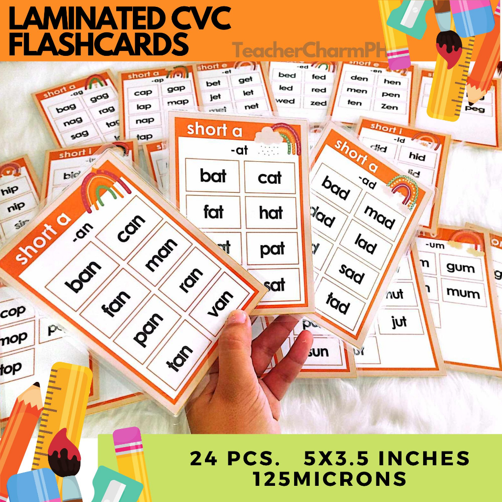 CVC Laminated Educational Flashcards 24pcs. | Shopee Malaysia
