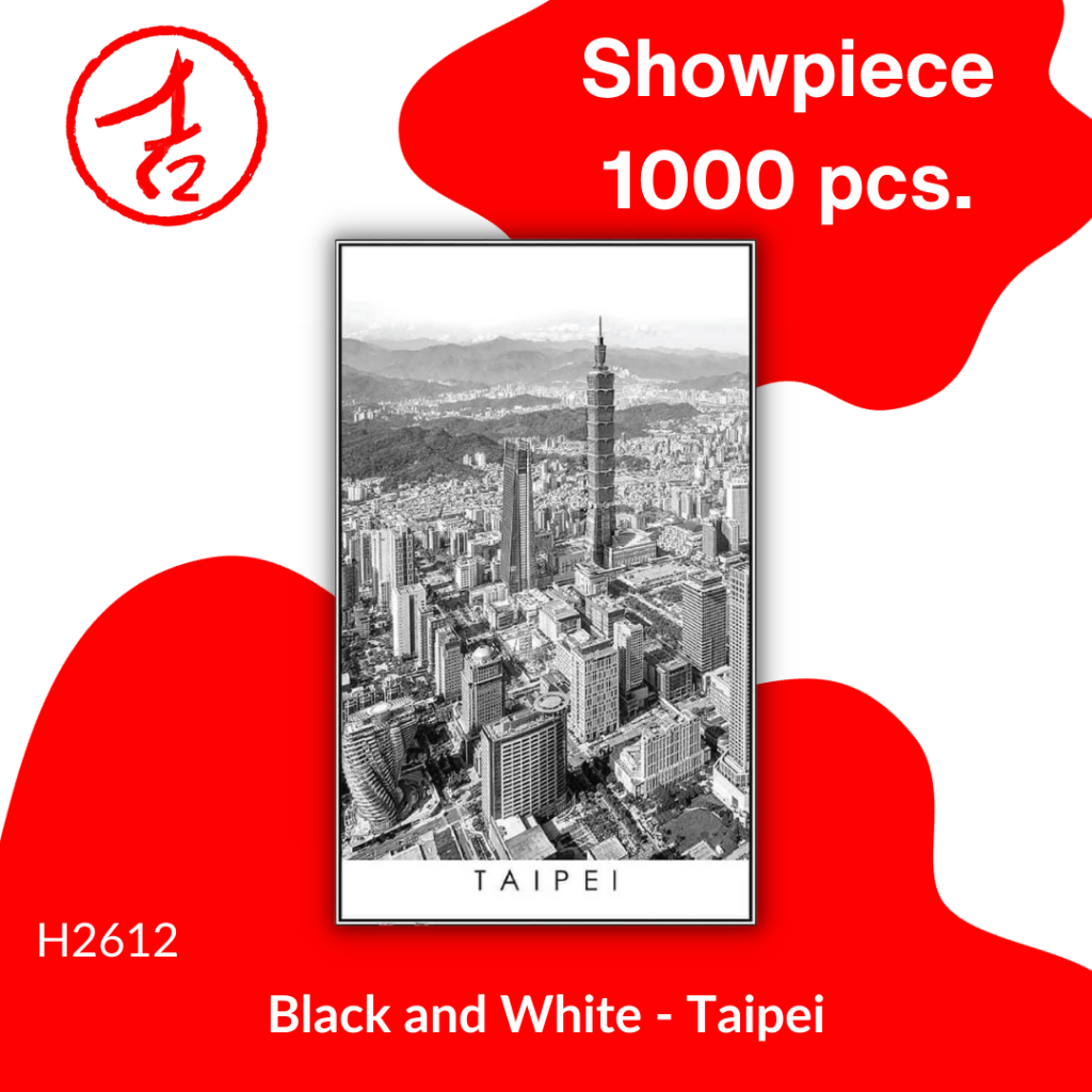 Pintoo 1000 Teile Puzzle 'Taipei Skyline' - Kunststoffpuzzle, 58,9 X 37,8 Cm, Mit UV-LED Druck, Knisternder 'Klick'-Sound