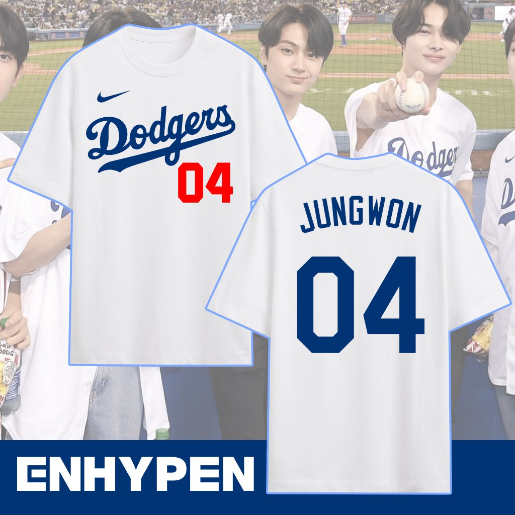 OLDSKUL ENHYPEN korean boyband jersey dodgers white tshirt trendy shirt