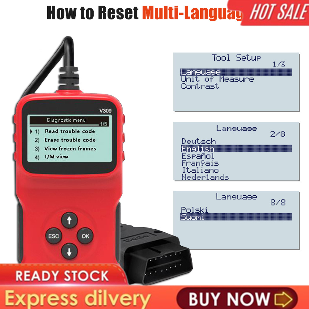 V309 Car OBD2 Troubleshooter Read Code Card Read Clear Trouble Code ...