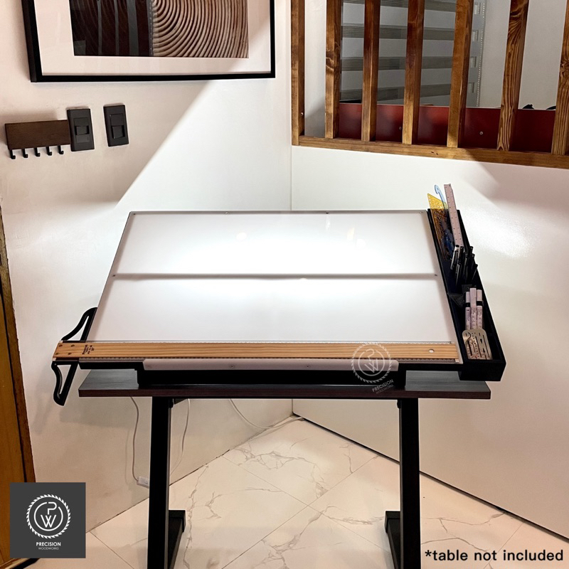  SPACESAVING BLACK ACRYLIC DRAFTING BOARD METAL FREE LED LIGHT