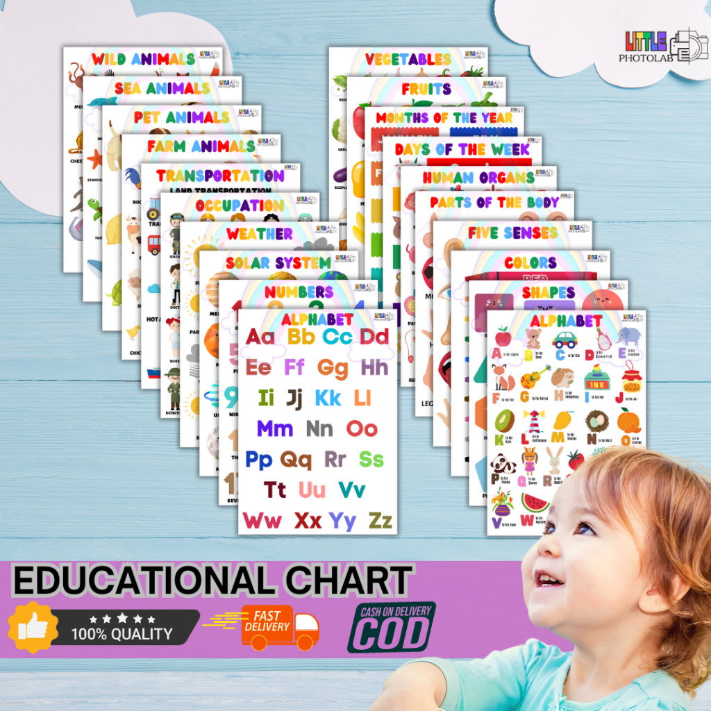 Educational Chart Learning Material for Toddlers Children Kids Alphabet
