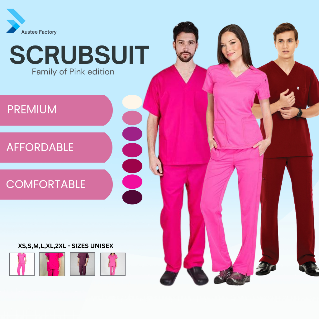 Austee Pink Variation Medical Uniform For Unisex Scrubsuit Scrubsuit ...