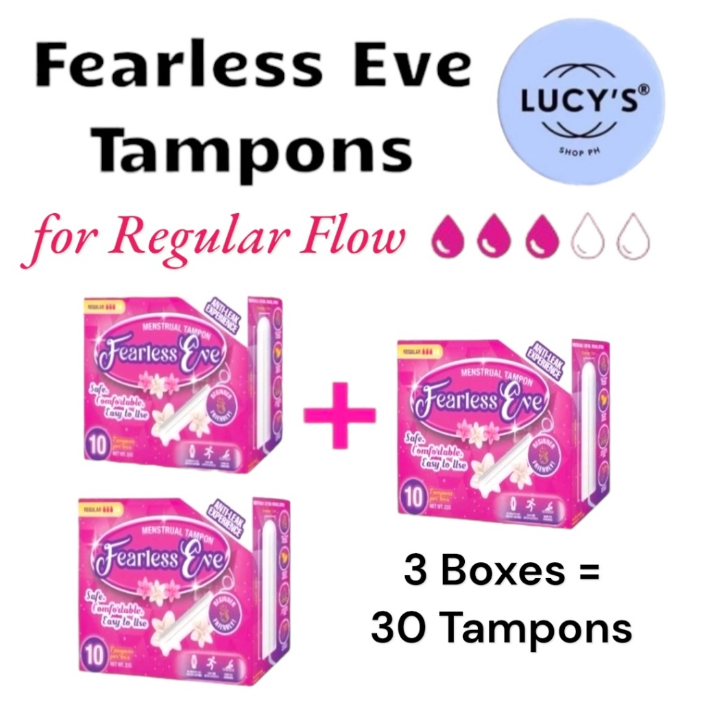 Fearless Eve Menstrual Tampons for Regular Flow 30 pcs (3 Boxes