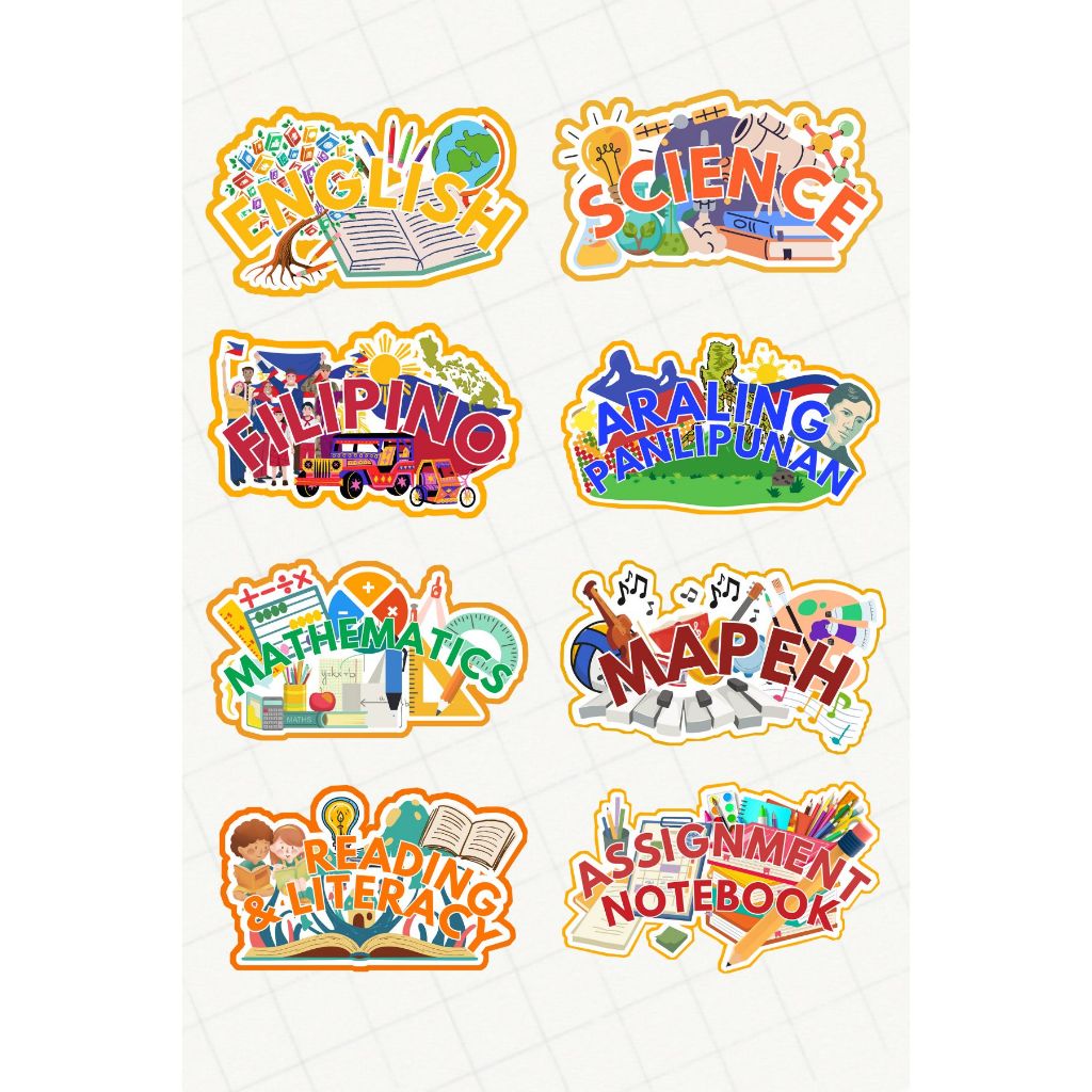 Trending School Subjects Stickers Labels Waterproof Vinyl Matatag ...