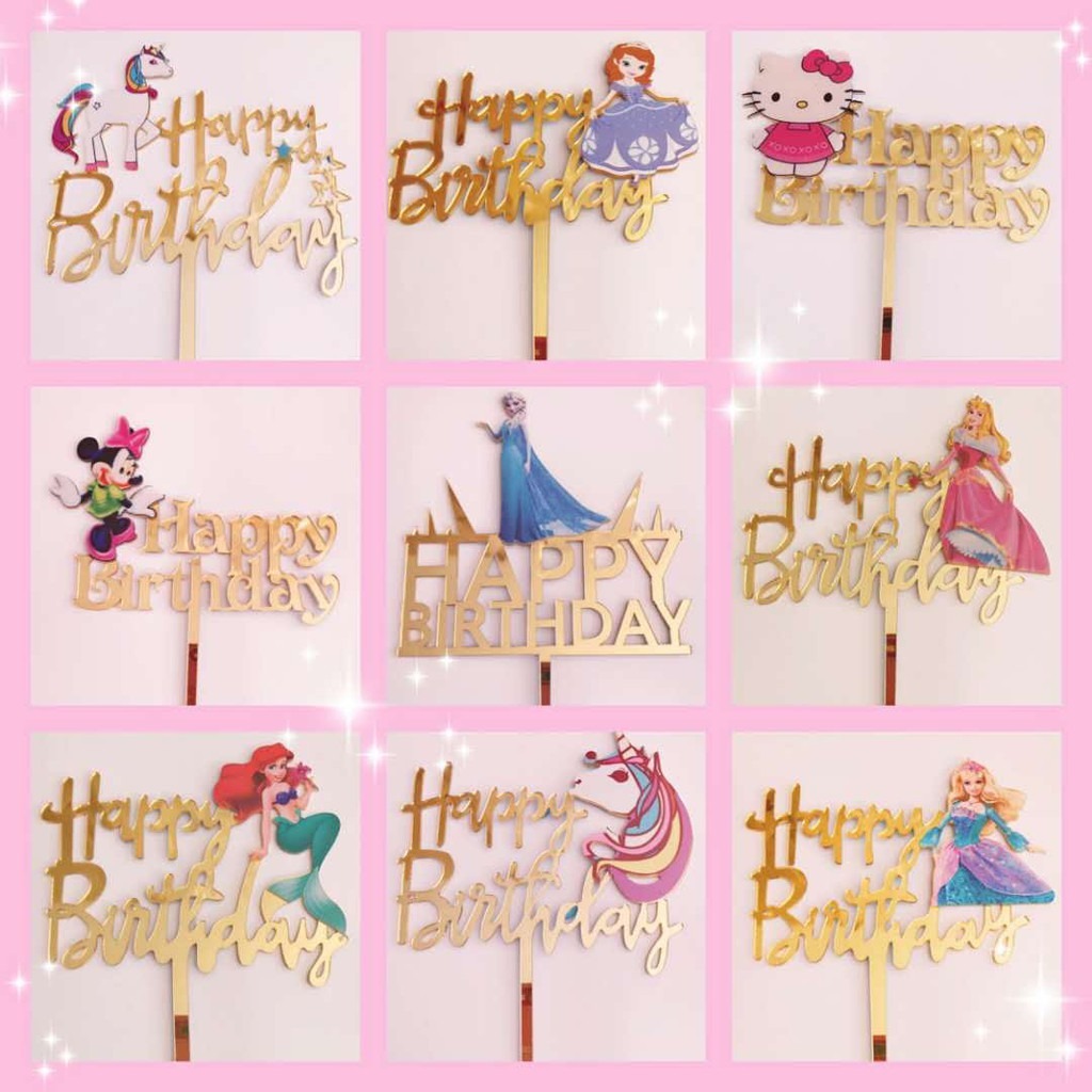 mirror acrylic cake topper Cartoon characters plug-in baking props ...