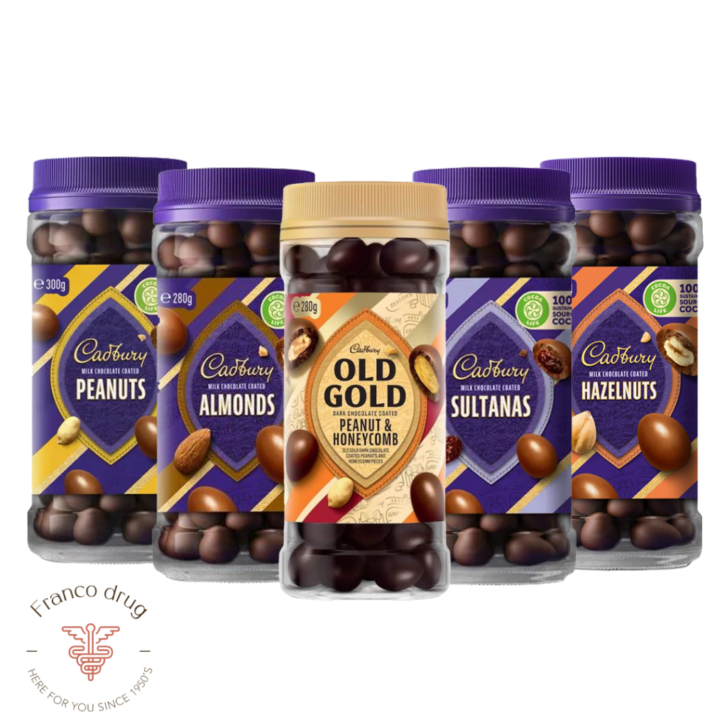Cadbury Milk Chocolate Coated Almonds, Hazelnuts, Peanuts, Sultanas and