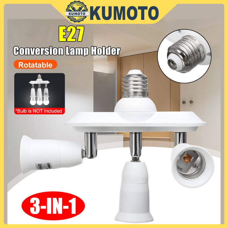 3 in 1 E27 Light Bulb Socket LED Screw Lamp Holder Splitter Adapter ...