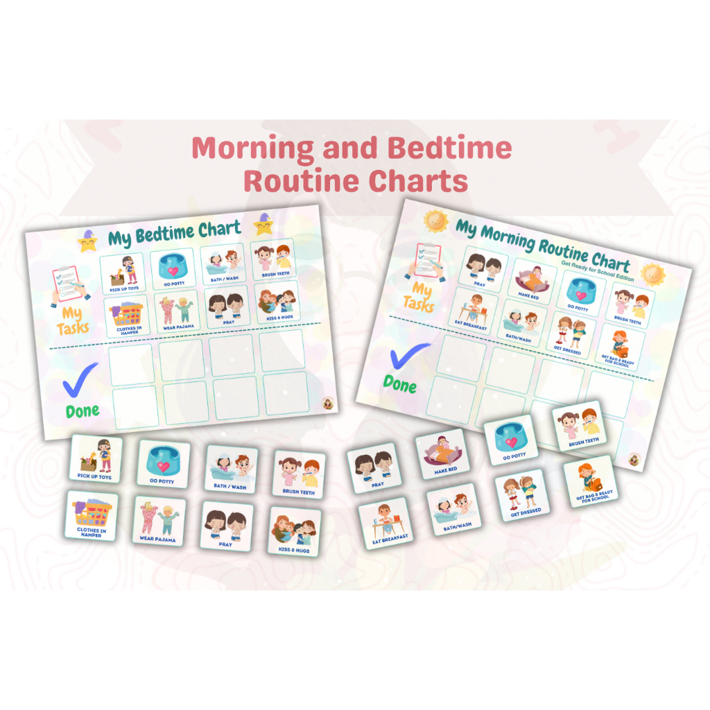 Kids Morning and Bedtime Routine Laminated Charts | Shopee Malaysia