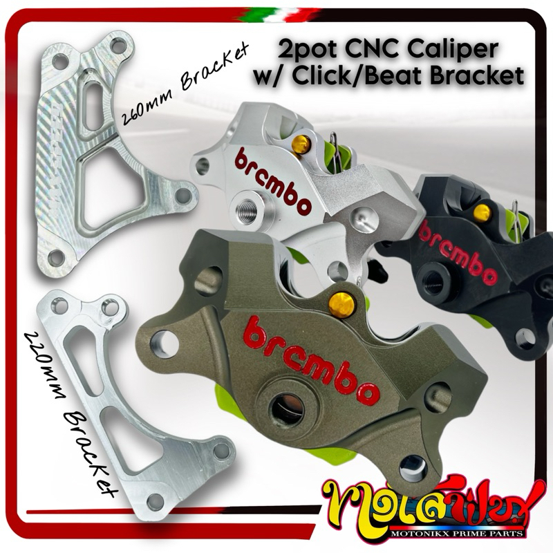 2pot Cnc Front Caliper - Honda Click125, Click150, Beat, Genio | Shopee ...