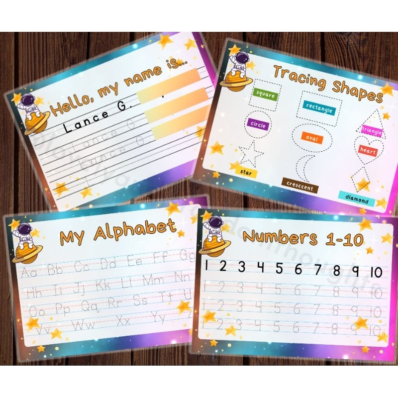 Laminated Tracing Sheets Name Alphabet Numbers Lines Shapes Tracing