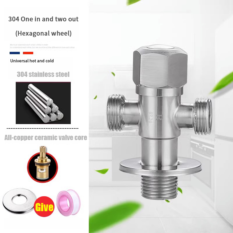 304 stainless steel 90 degree toilet angle valve faucet 1/2X1/2 double ...
