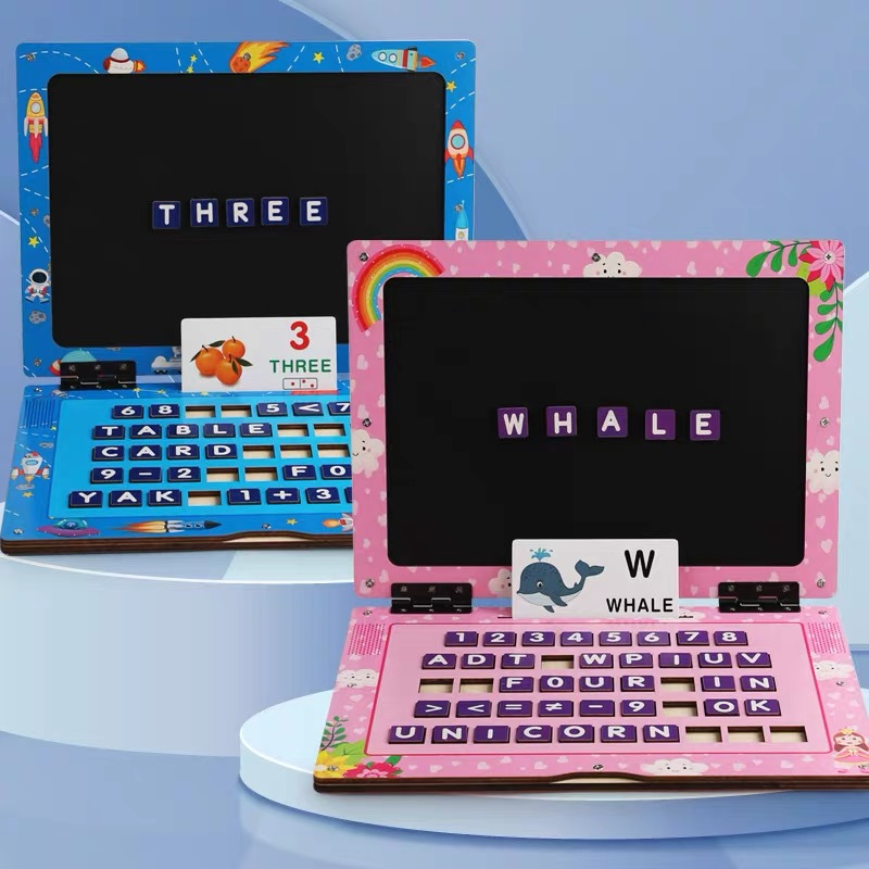 MGSS PH Wooden Laptop Clearance Spelling Letter Puzzle Kids Words